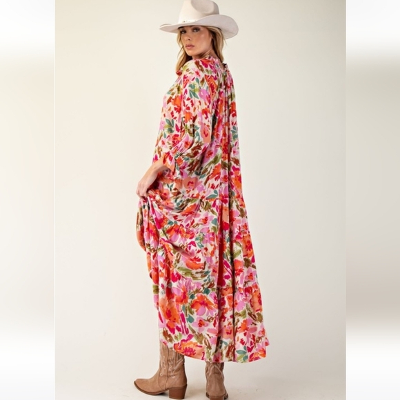 New Easel Floral Print Boho Maxi Dress - Picture 4 of 6